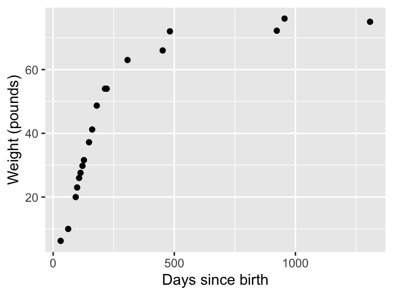 Weight of the dog Wilson over time.